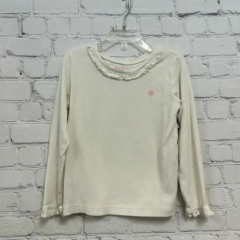 Lilly Pulitzer girls cream long sleeve t shirt size 4-5 GUC